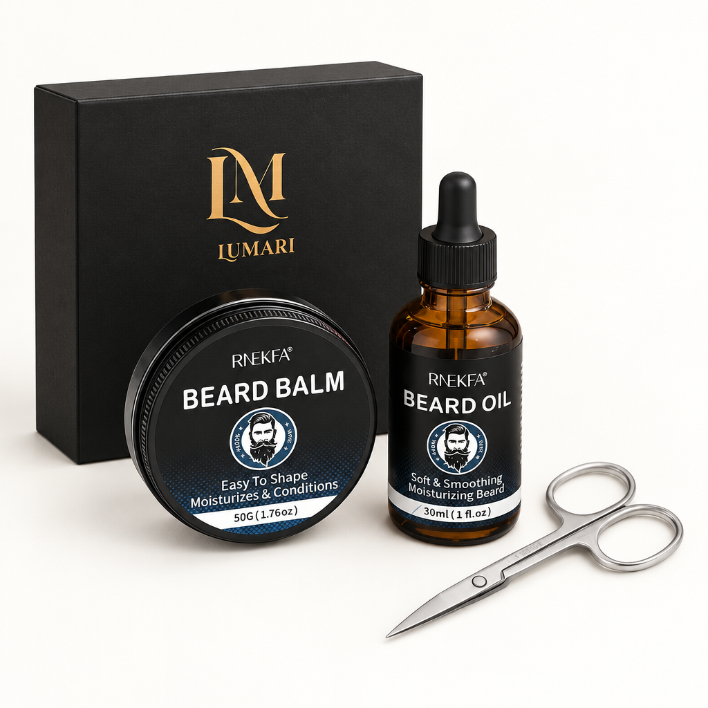 Beard kit with Lumari branding only on the black box