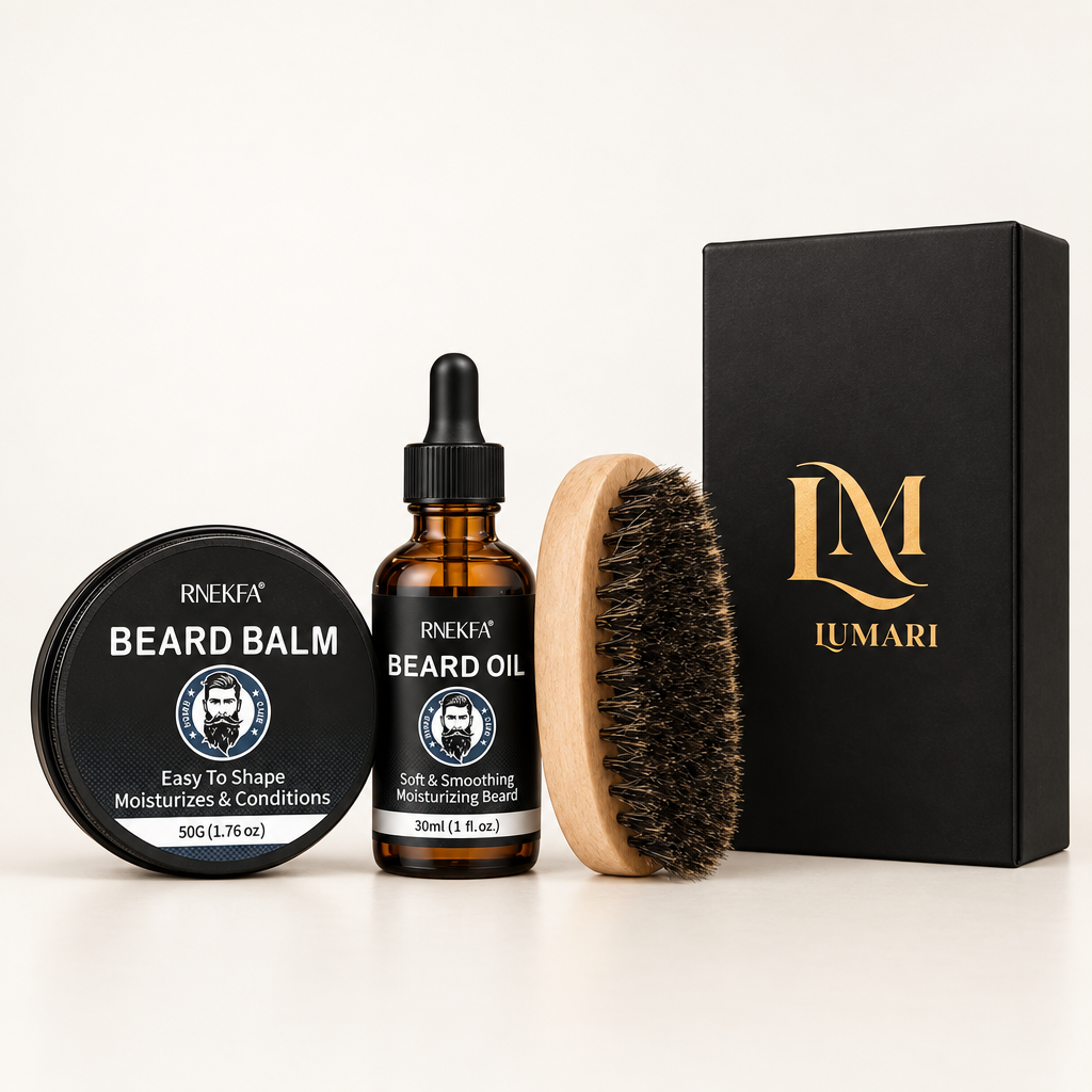 Clean beard kit photo, logo only on the box
