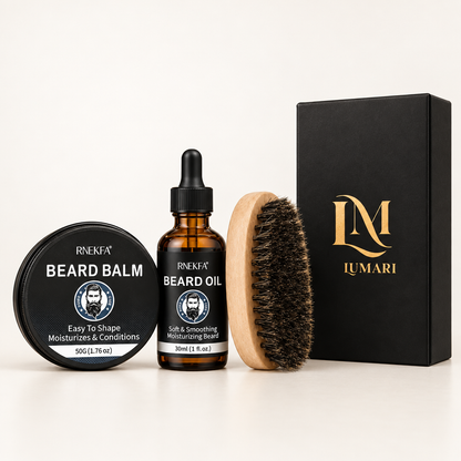 Clean beard kit photo, logo only on the box