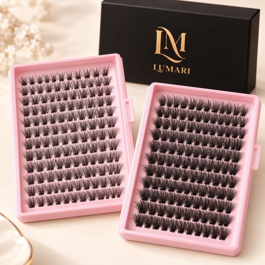 Close-up of 30D and 40D lash clusters