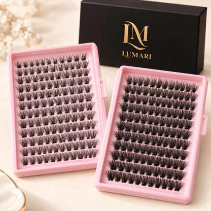 Close-up of 30D and 40D lash clusters