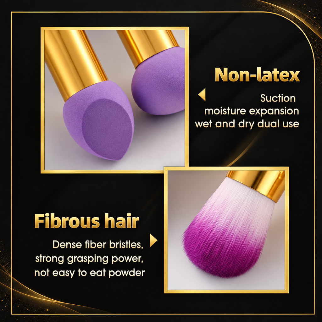 Dry powder and liquid use infographic in black and gold