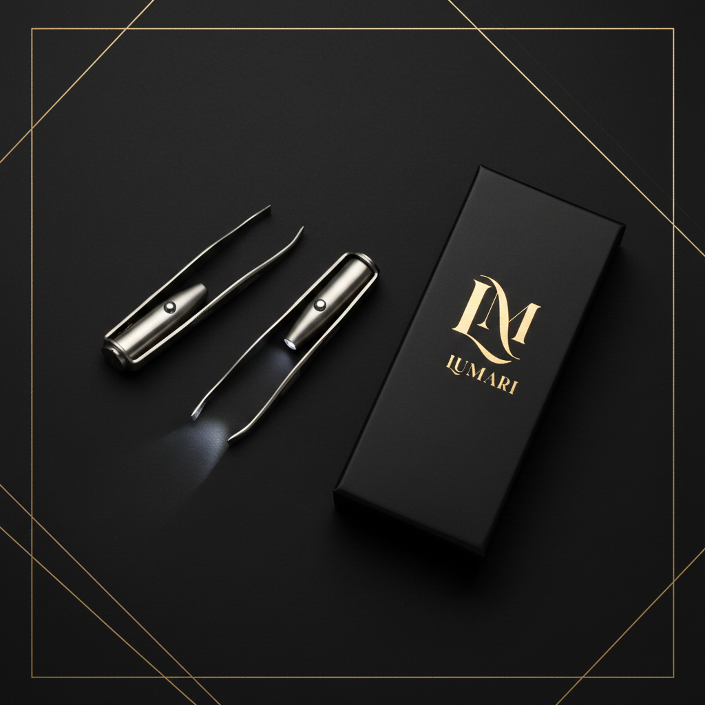 LED Tweezer Flat Lay with Packaging