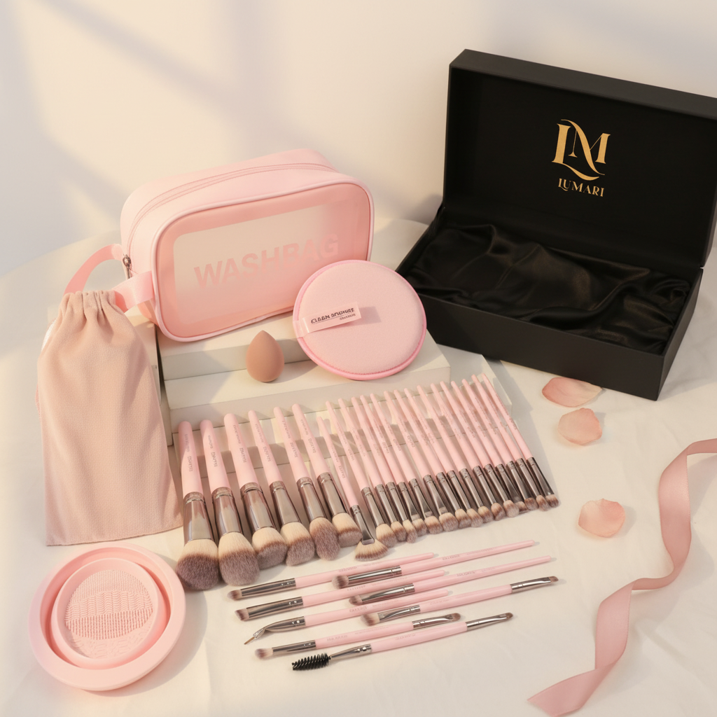 Lumari makeup brush set vanity image
