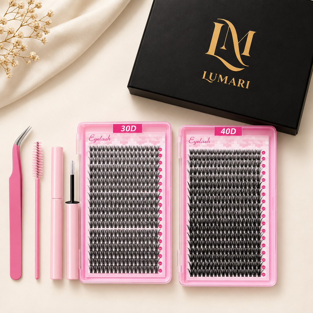 Lumari packaging with lash set contents