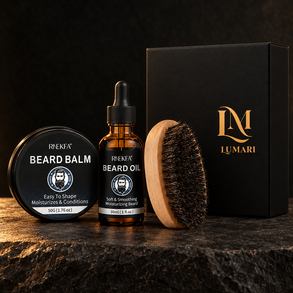 Luxury beard kit photo, logo only on the box