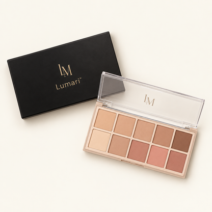 Overhead view of the palette and branded box