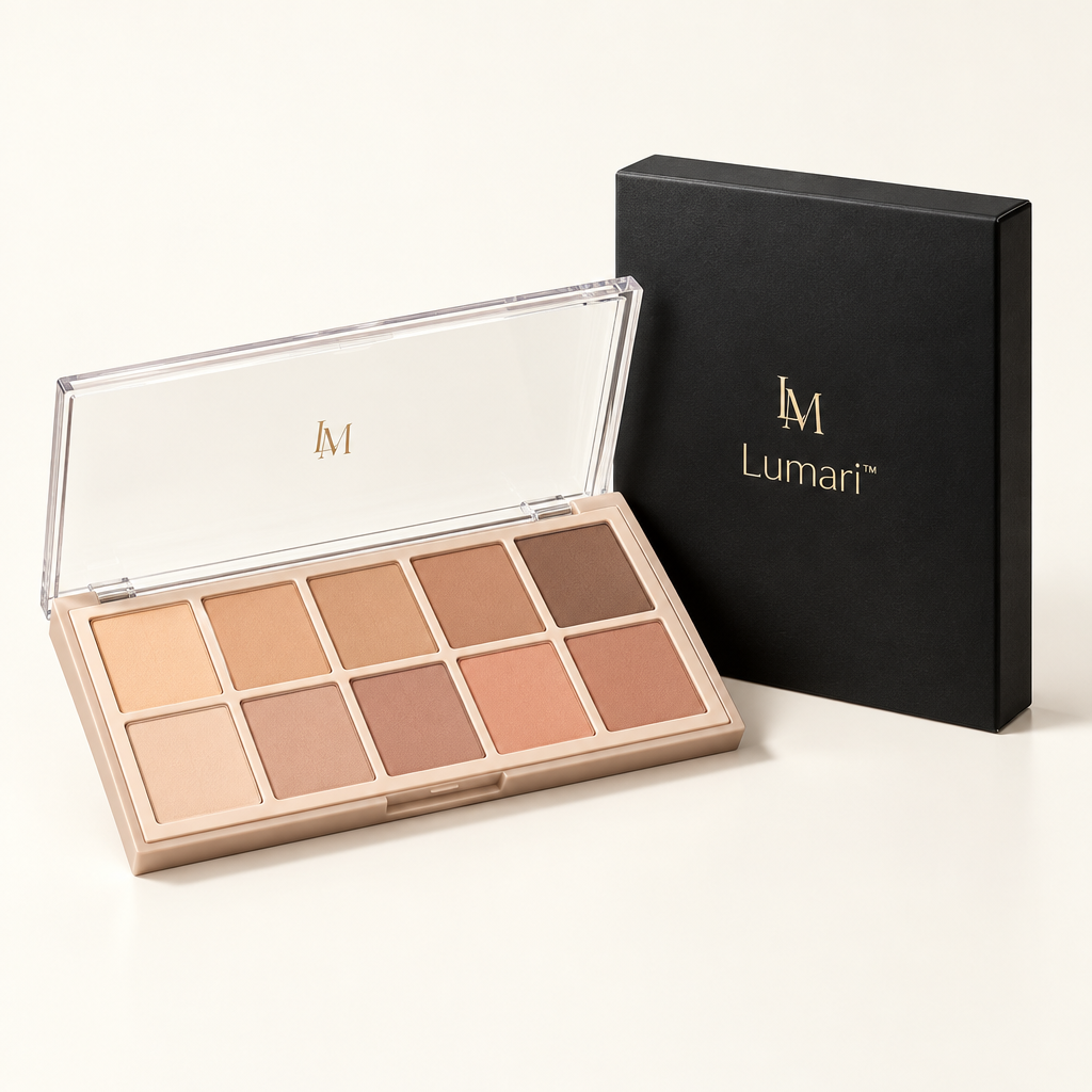 Palette and black Lumari box on a light background