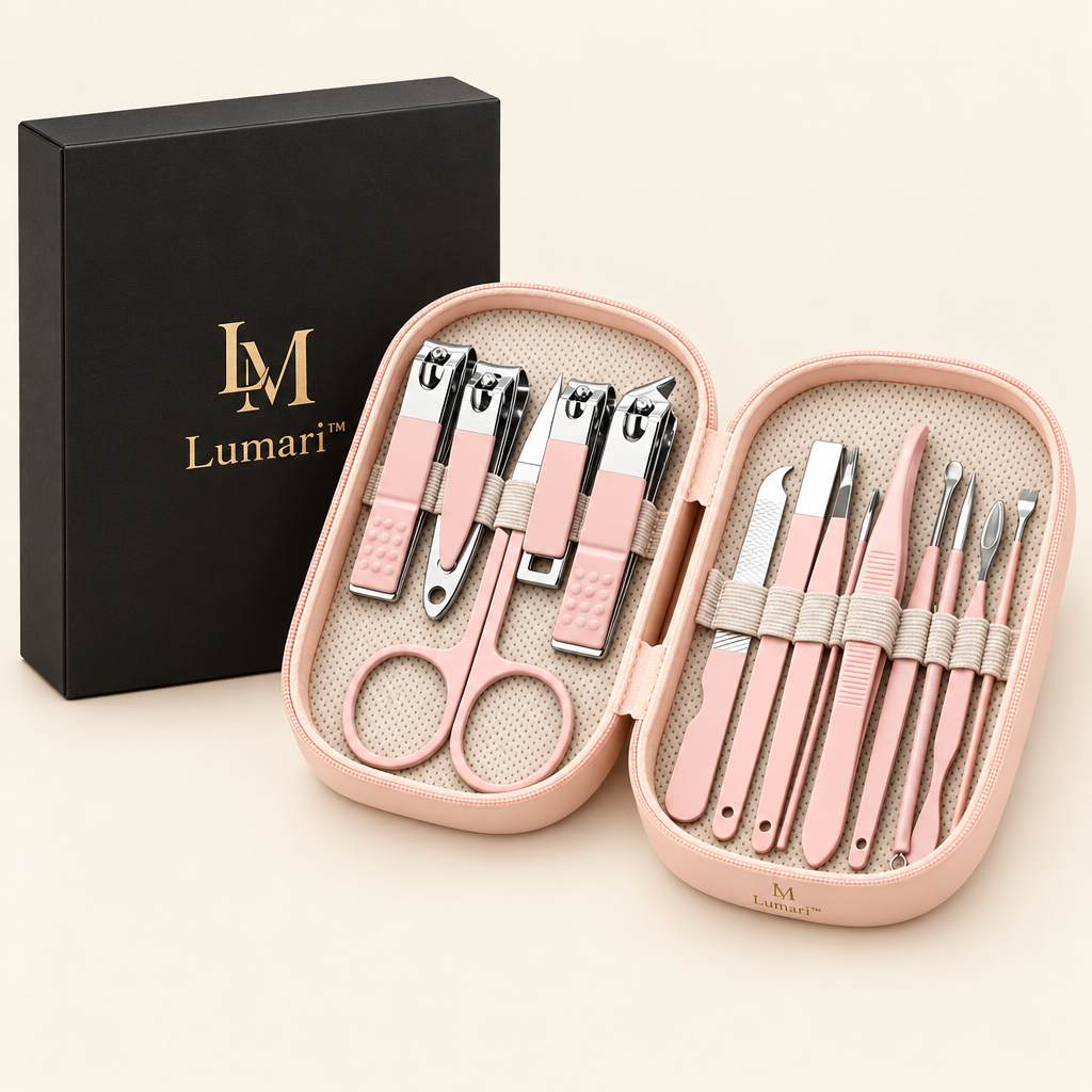 Pink grooming kit with black Lumari box