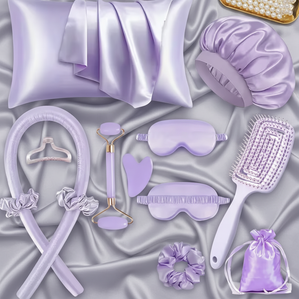 Pink pillowcase on grey satin, badge removed
