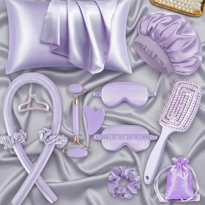 Pink pillowcase on grey satin, badge removed
