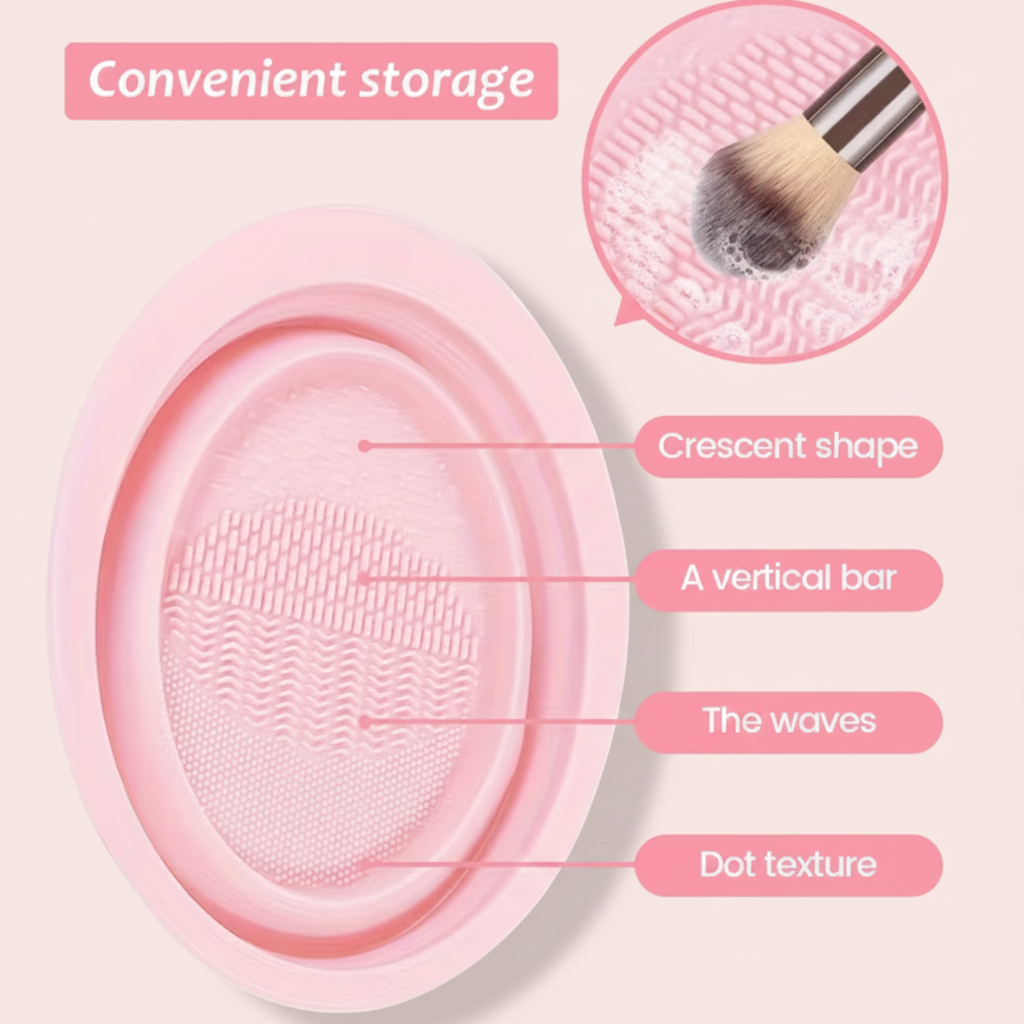 Premium pink brush flat lay
