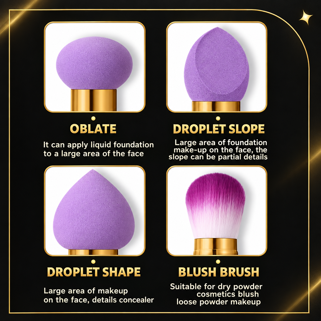 Sponge shapes infographic in black and gold